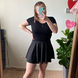 Black mini skater skirt